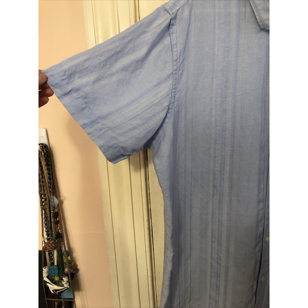 Calvin Klein Mens XL Light Blue Linen Tencel Short Sleeve Button Up Linen Blend - Picture 3 of 7